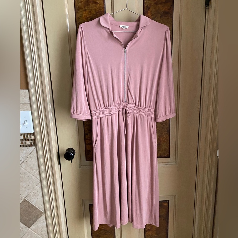 The Etta 3/4 Sleeve Zip Up Midi Dress by Inherit Clothing Company